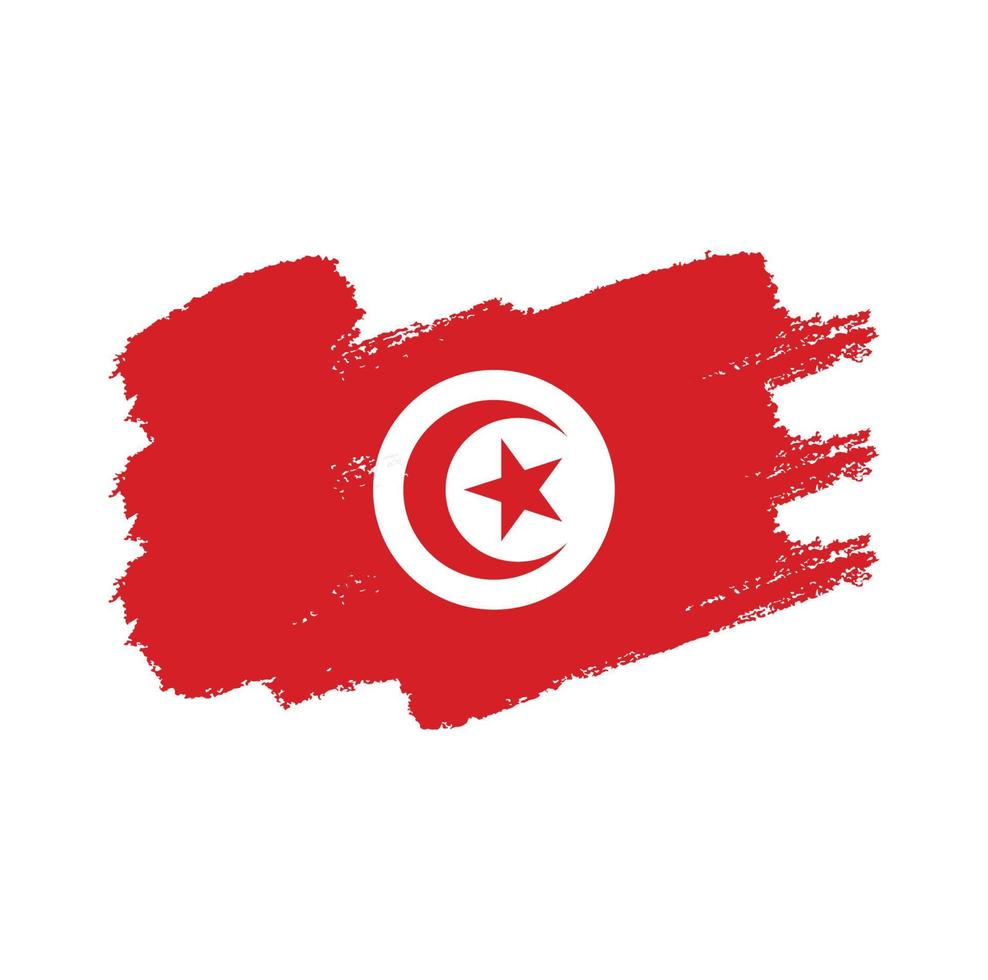 tunisien flagga med akvarell målad pensel vektor