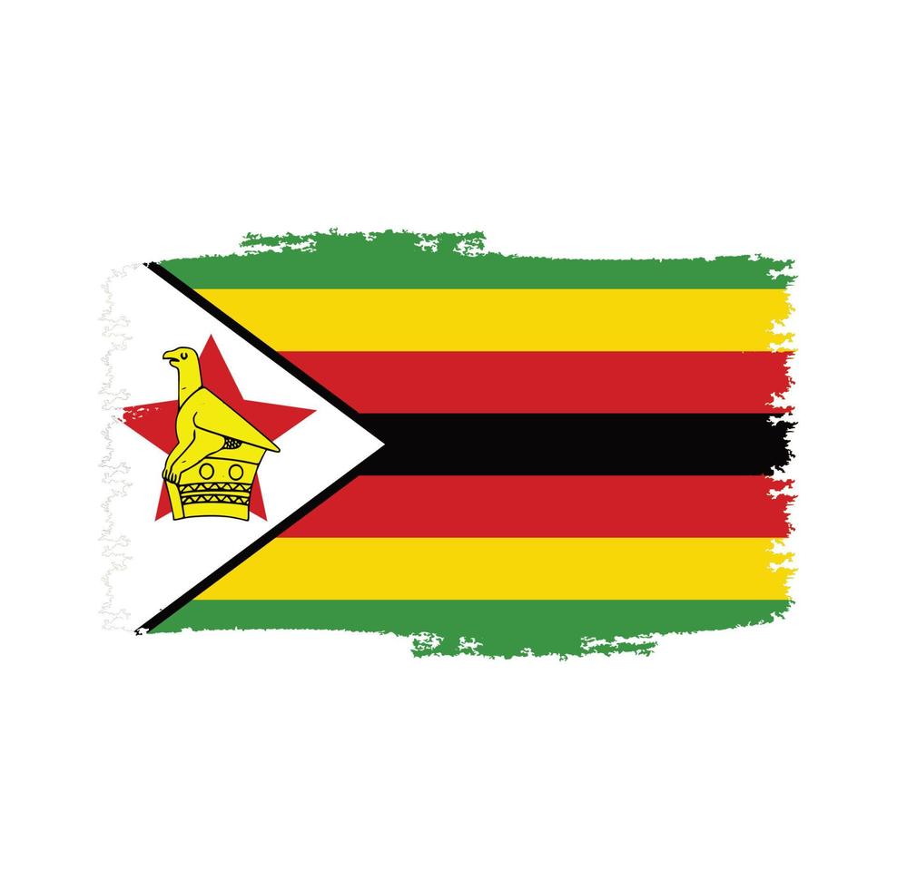 zimbabwe flagga vektor med akvarell borste stil