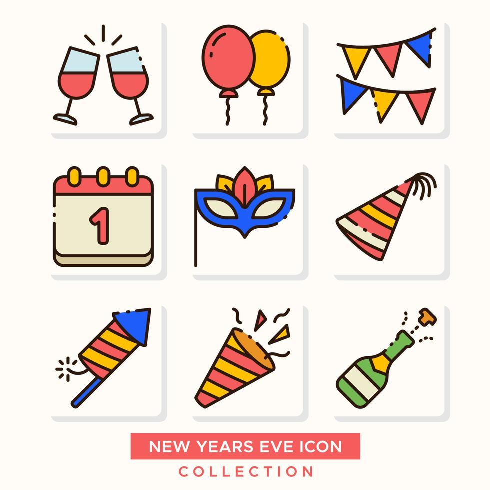 Silvester-Icon-Set vektor