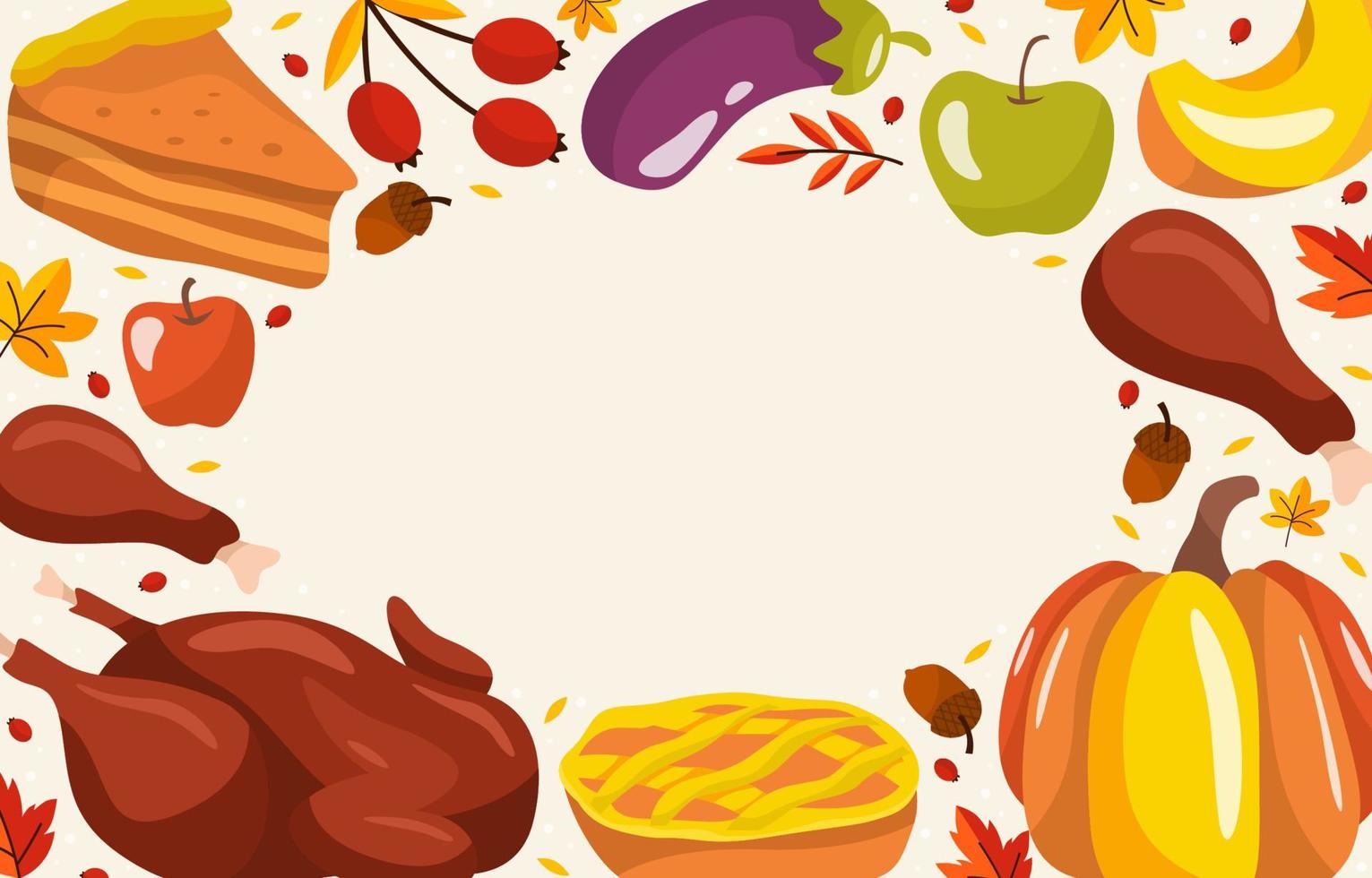 Thanksgiving-Dinner-Elemente-Hintergrund vektor