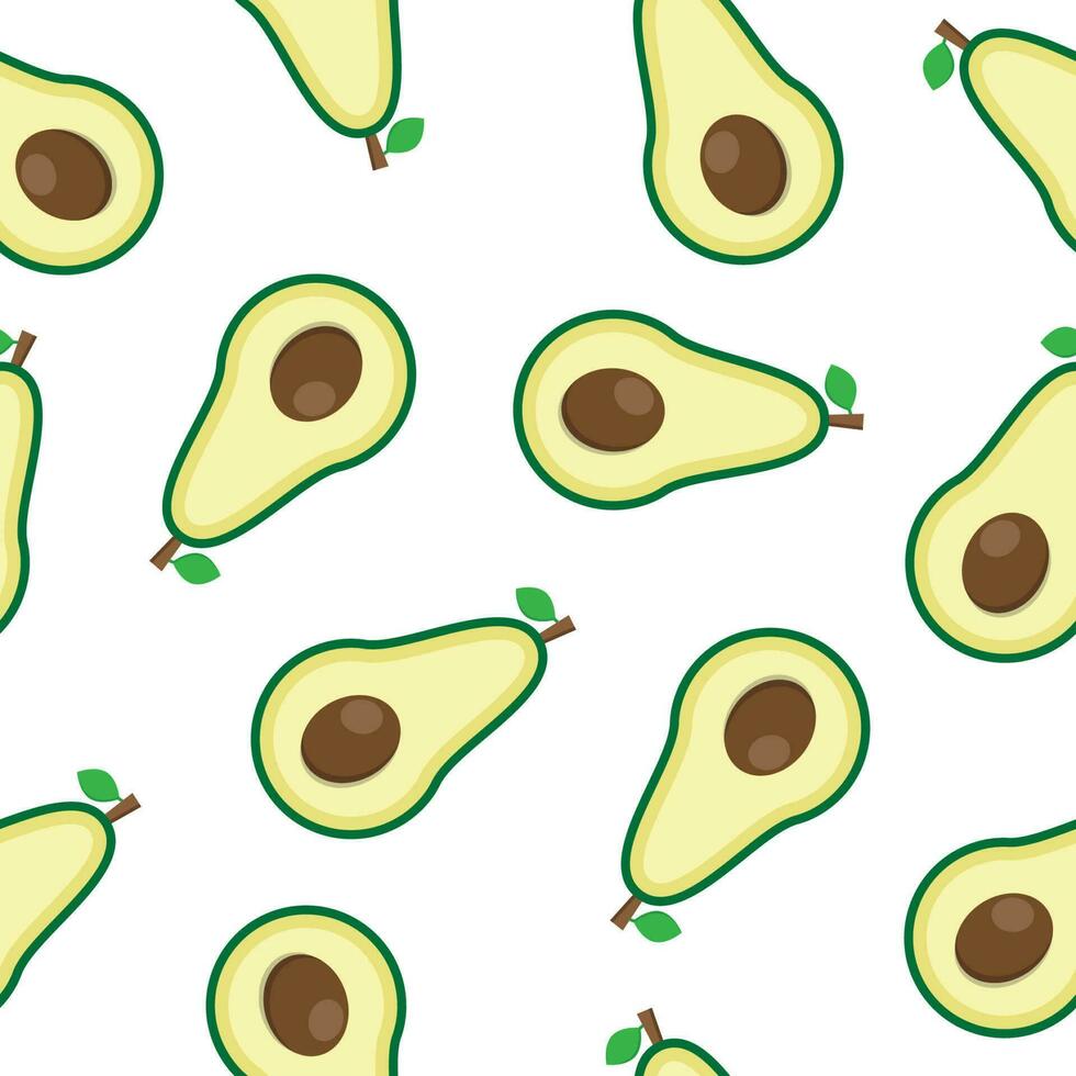 Avocado frisches Obst nahtloses abstraktes Muster auf weißem Hintergrundvektordesign vektor