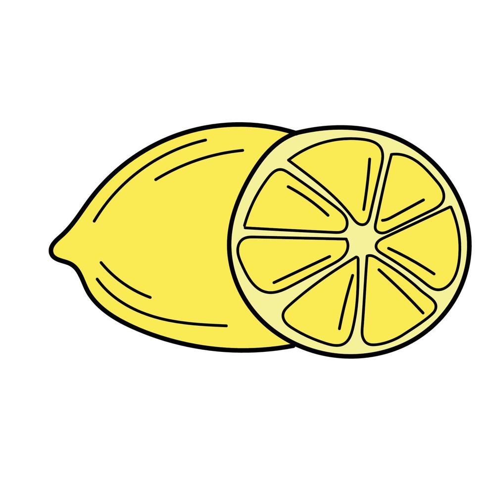 handritad citron. skiss. doodle isolerad på vit bakgrund. perfekt för sommardesign. vektor