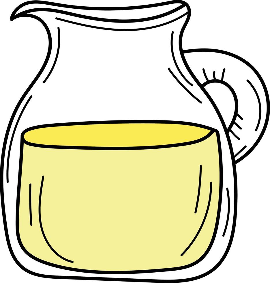 gelbe Limonade im Glasjag. frisches Sommergetränk. isoliertes handgezeichnetes Bild. Entgiftung und gesundes Leben. vektor