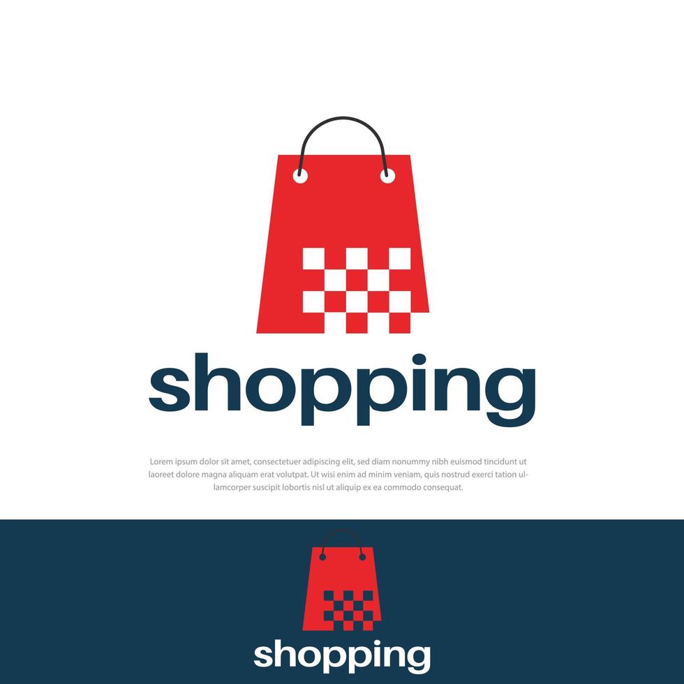 butik pixel och shopping logotyp design.shop logotyp designmall, symbolikon vektor