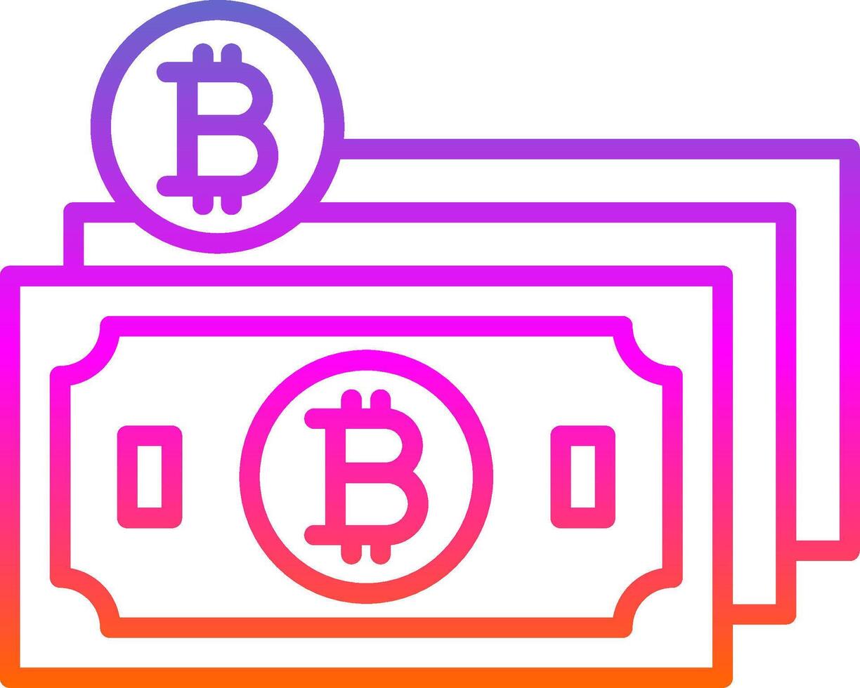 bitcoin kontanter linje lutning ikon design vektor