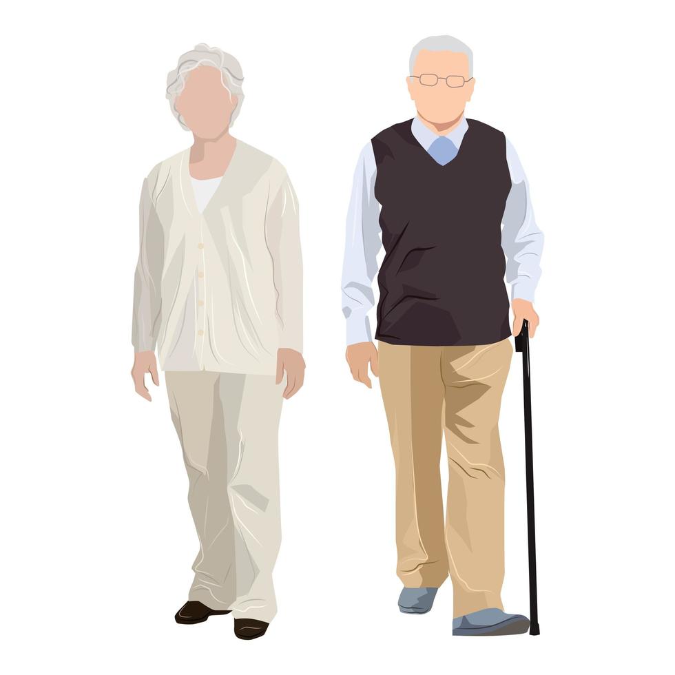 Großvater und Großmutter im Alter im weißen Alter - Vektor