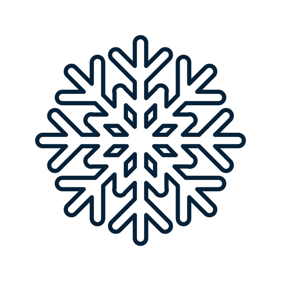 Schneeflocke-Piktogramm. Weihnachten und Winter traditionelles Symbol für Logo, Web, Druck, Aufkleber, Emblem, Gruß- und Einladungskartendesign und Dekoration vektor