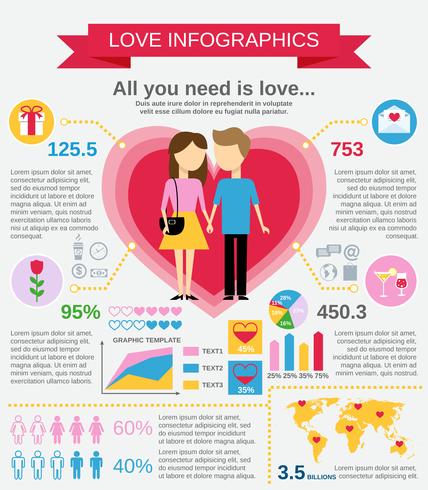 Liebe Infographik Satz vektor