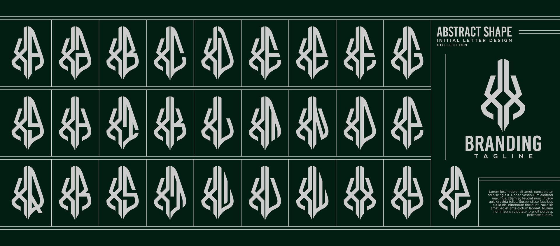 geometrisk abstrakt form första x xx brev logotyp uppsättning vektor