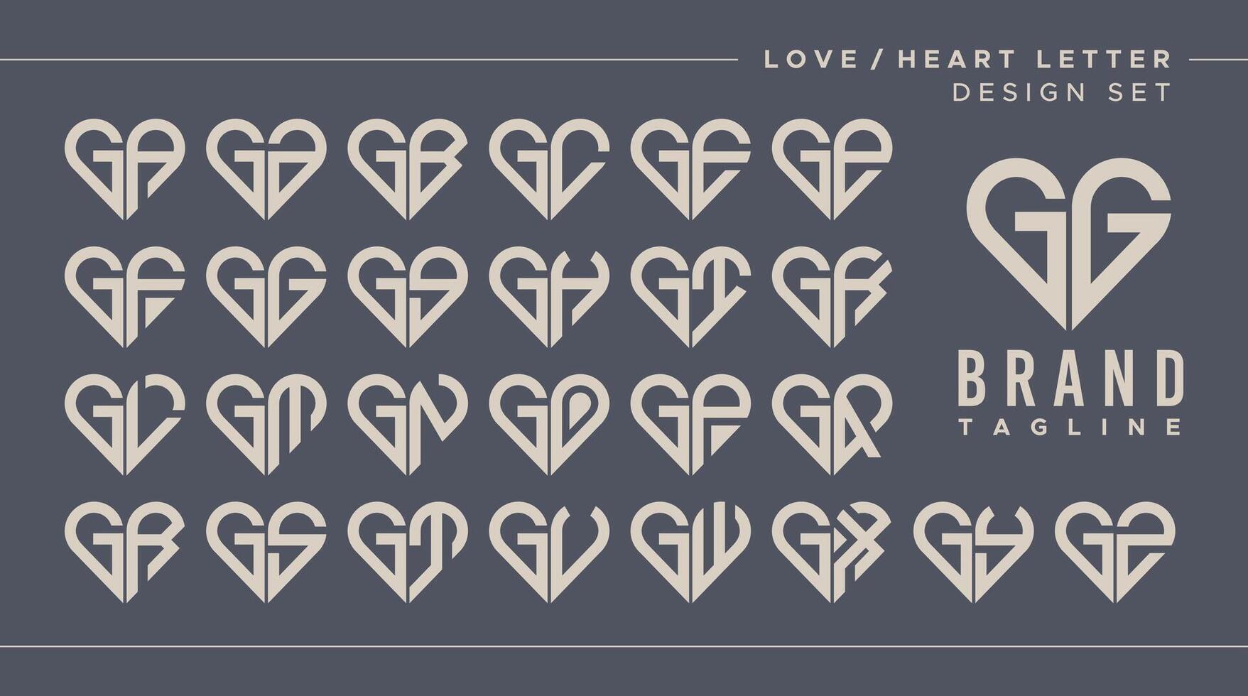 Linie Herz Liebe Brief G gg Logo Design bündeln vektor