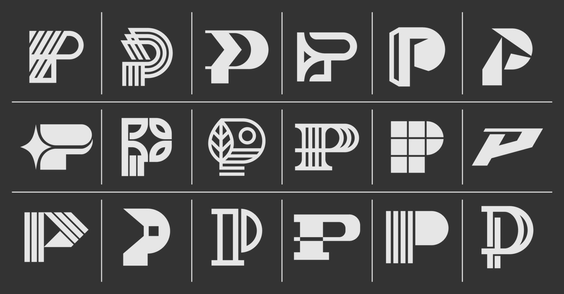 bunt av linje abstrakt brev p logotyp branding vektor
