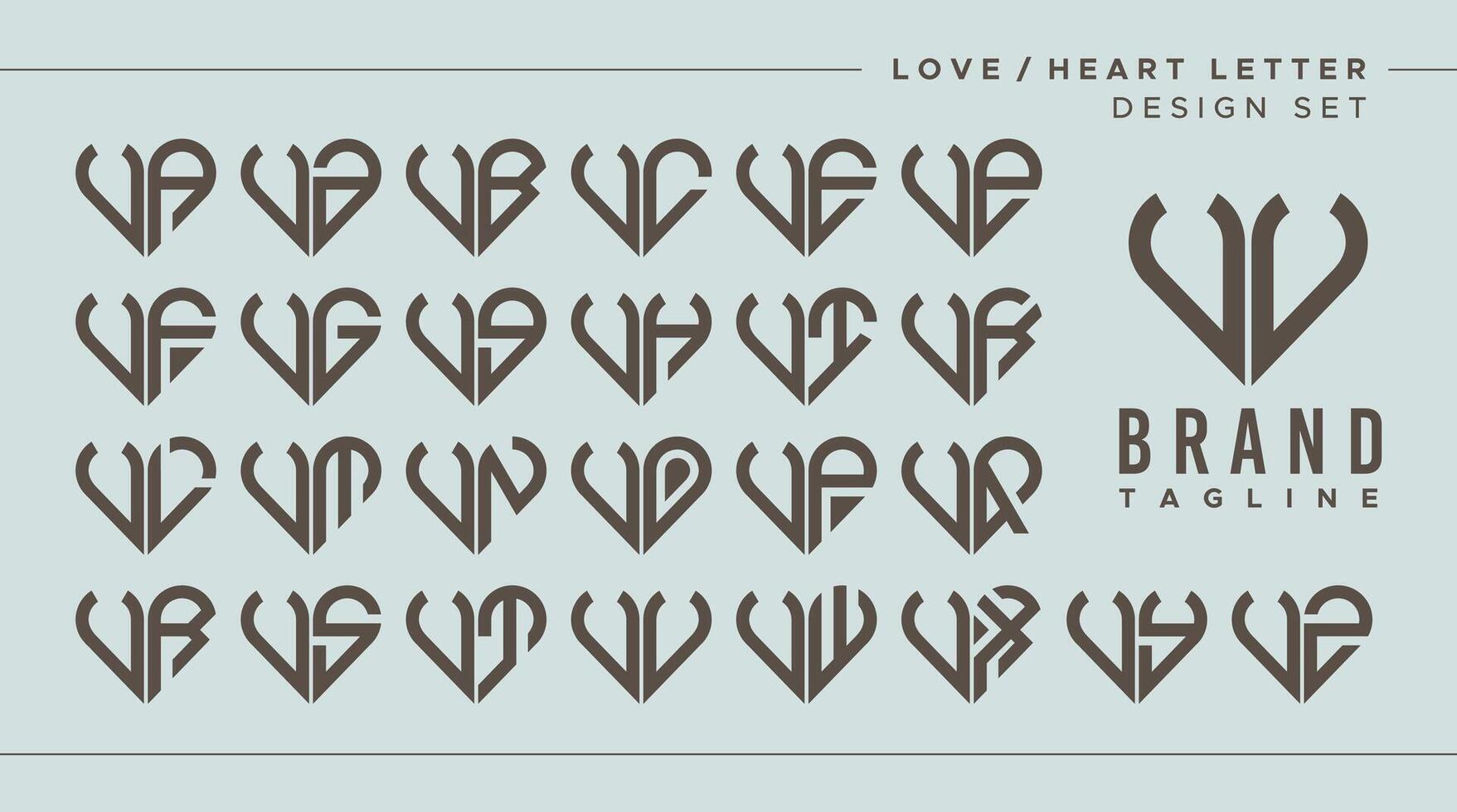 einstellen von abstrakt Liebe Herz Brief v vv Logo Design vektor