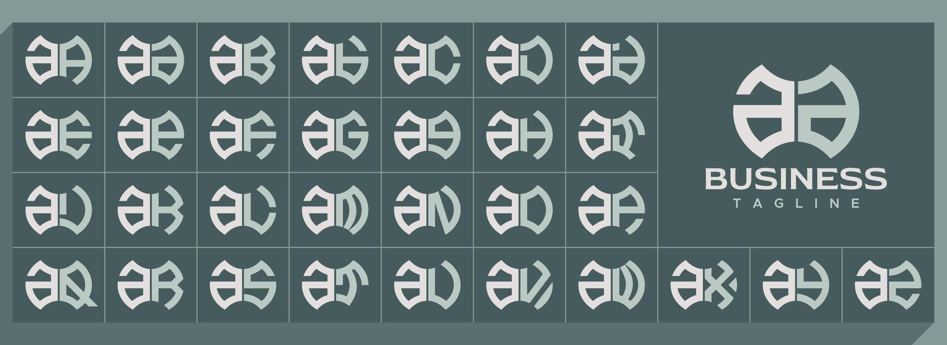 geometrisk form små bokstäver brev en aa logotyp uppsättning vektor
