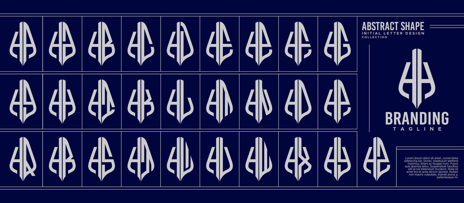 uppsättning av lyx linje kurva abstrakt brev h hh logotyp monogram vektor