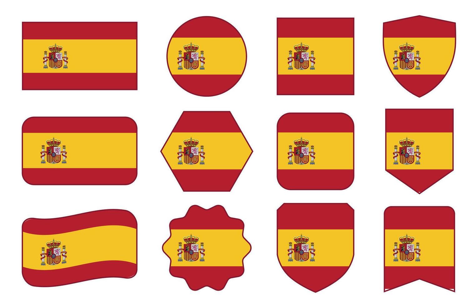 flagga av Spanien i modern abstrakt former, vinka, bricka, design mall vektor