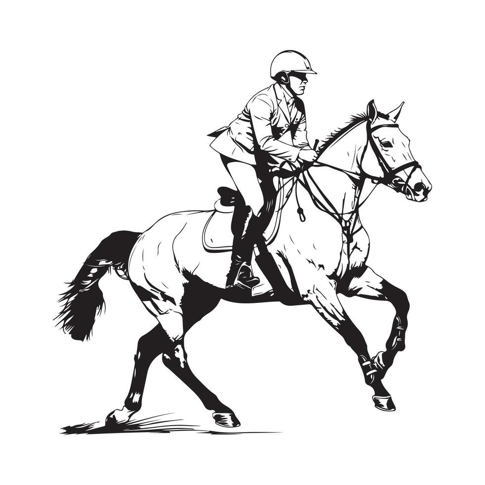 häst ridning ryttare sport design bild på vit bakgrund vektor