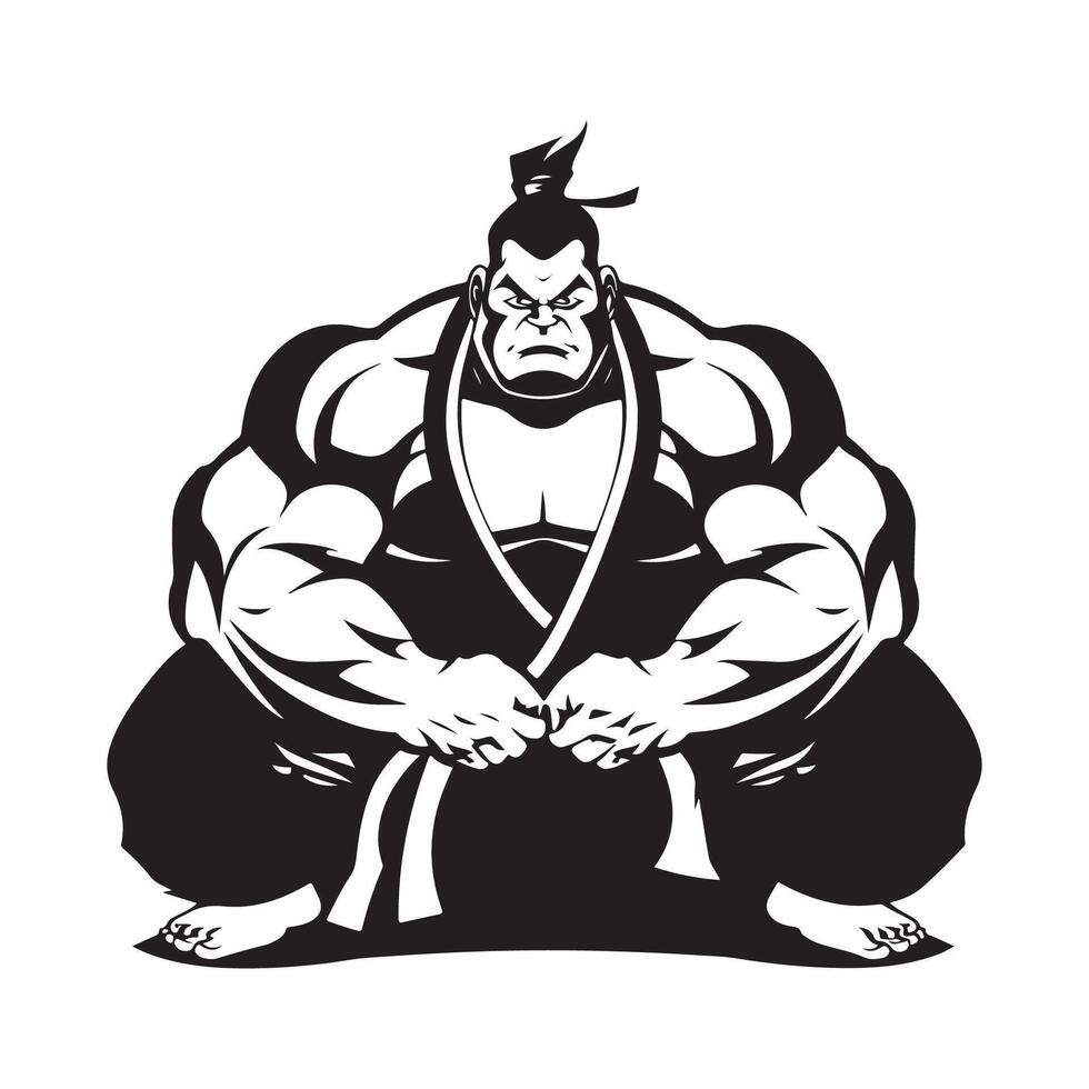 sumo brottare tecknad serie design bild. svart och tecknad serie illustration av en sumo brottare vektor
