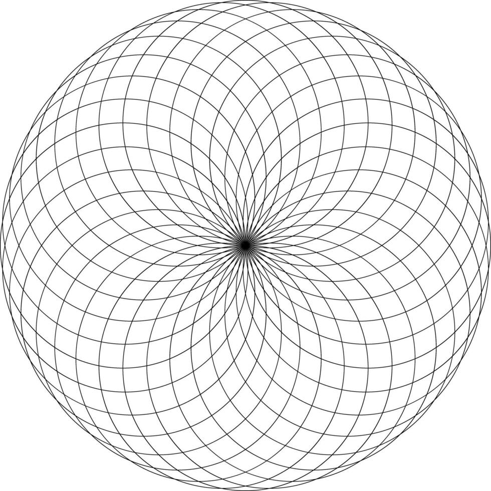 geometrisk figur på svart och vit. helig geometri torus yantra eller hypnotisk öga illustration vektor