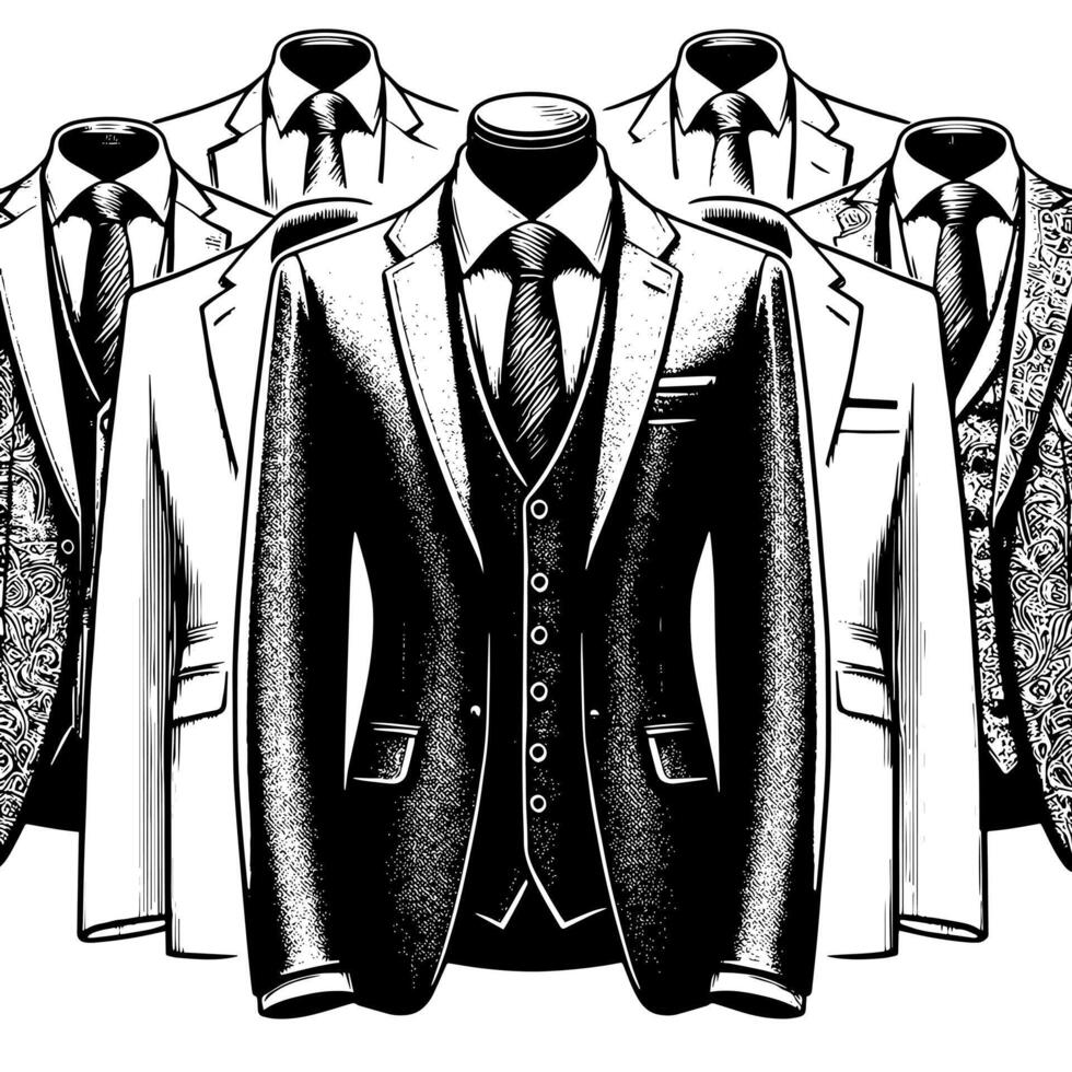 svart och vit illustration av en par av manlig företag kostym vektor