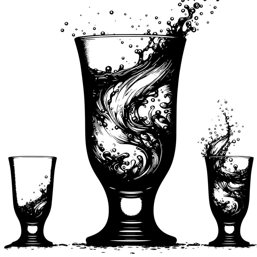 schwarz und Weiß Illustration von ein funkelnd frisch Glas von Wasser vektor