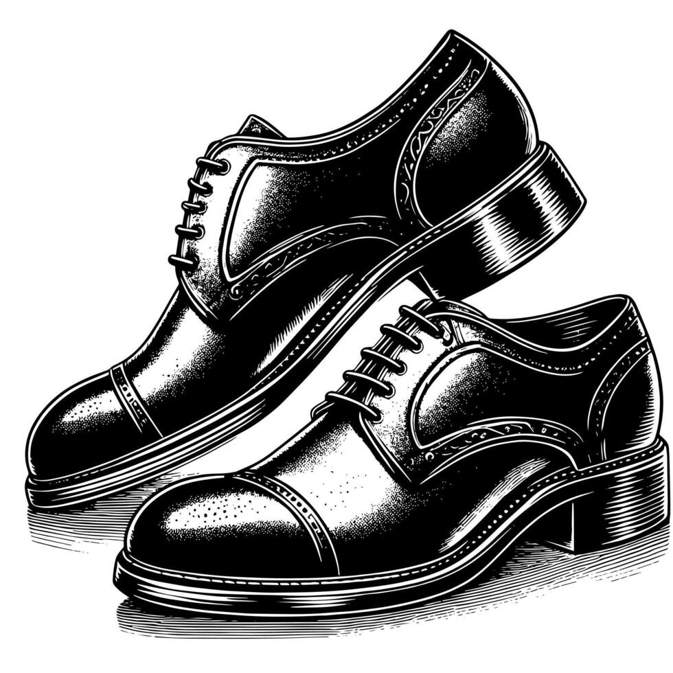 svart och vit illustration av en par av manlig läder skor vektor