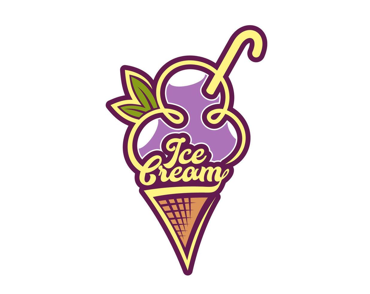 lila is grädde våffla kon ikon, gelato efterrätt vektor