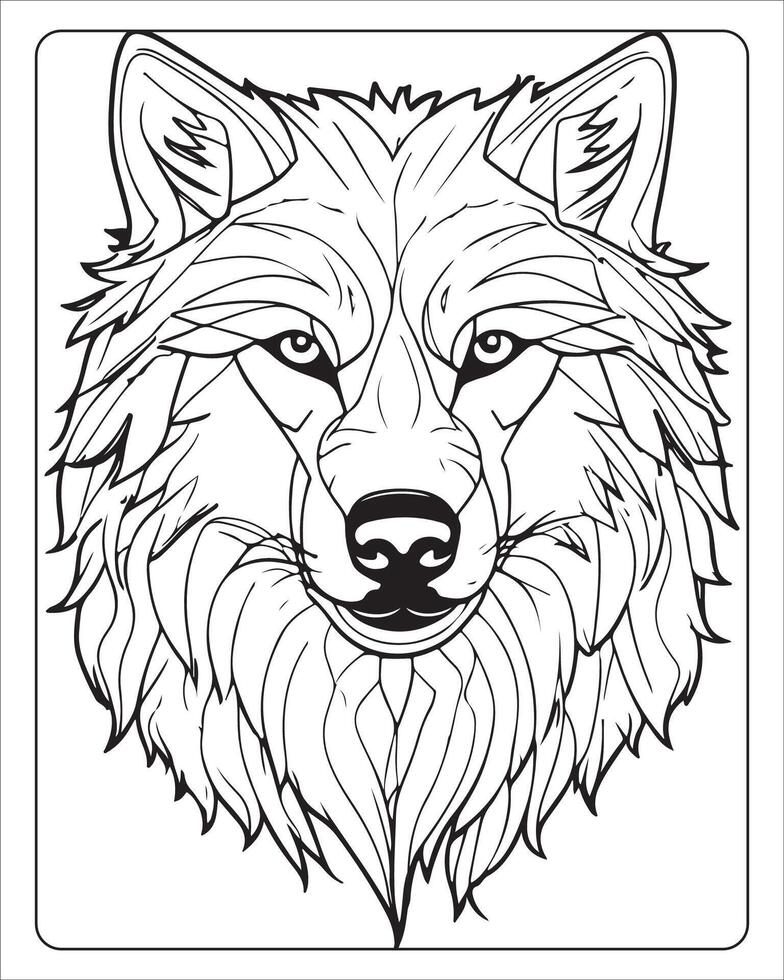 Wolf Färbung Seiten, Wolf Illustration, Wolf Kunst, schwarz und Weiß vektor