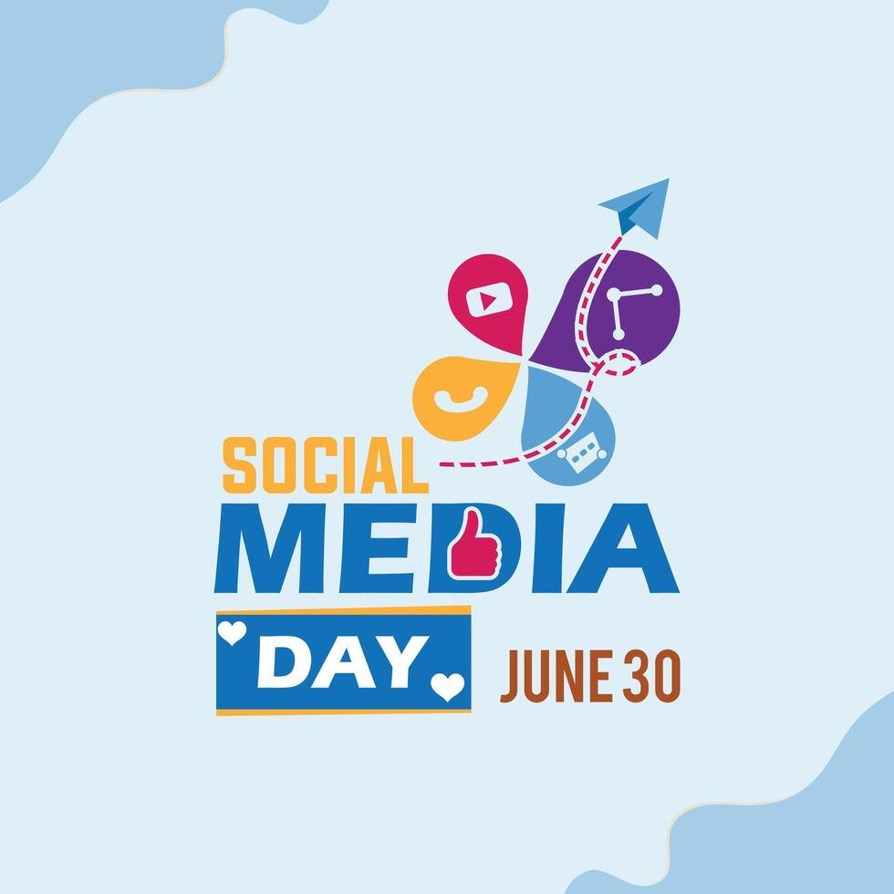 juni 30 social media dag. värld social media dag affisch bakgrund. vektor
