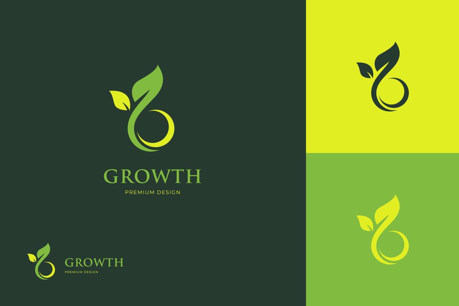 växande blad logotyp ikon design, cirkel jord med växt grafisk element, symbol, tecken för grön jord dag, natur klot och grönare jord logotyp mall vektor