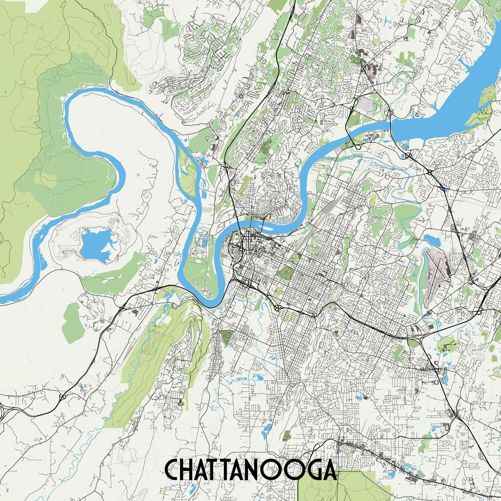 chattanooga tennessee USA Karta affisch konst vektor