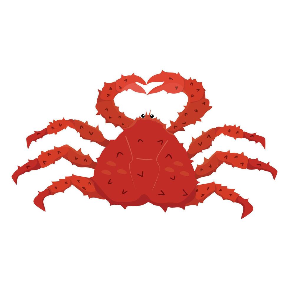 König Krabbe Karikatur isoliert auf ein Weiß Hintergrund vektor