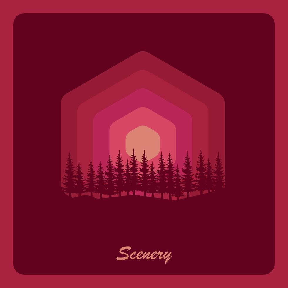 berg och skog logotyp design vektor