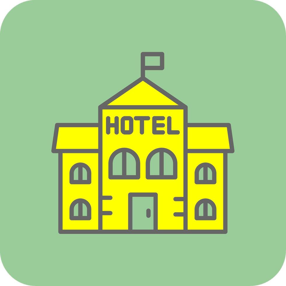 hotell fylld gul ikon vektor