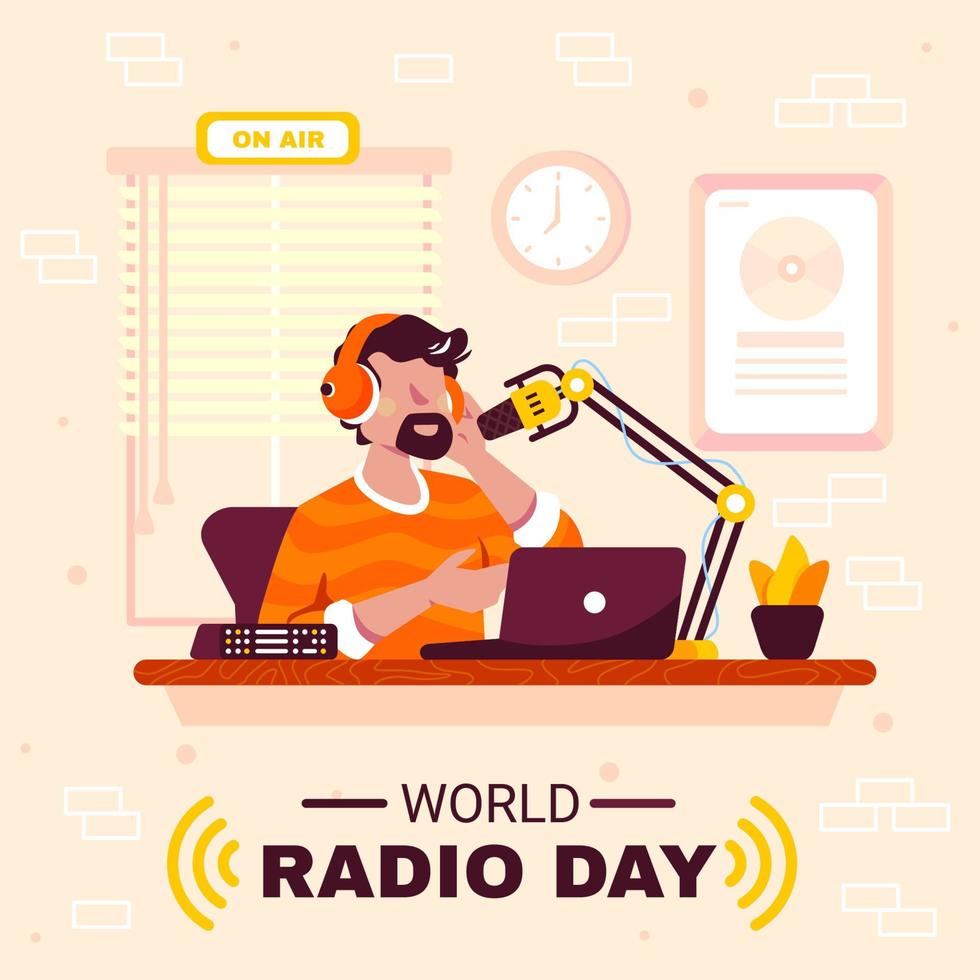 World Radio Day broadcaster koncept vektor