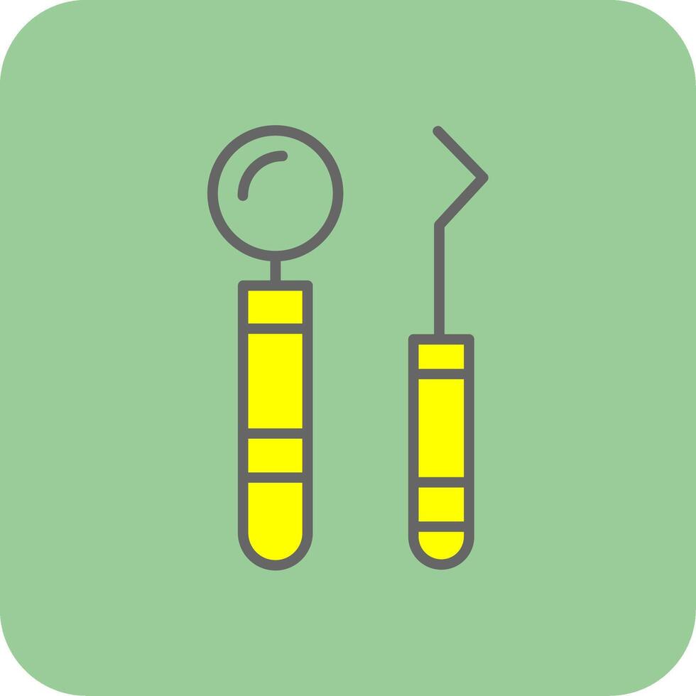 Zahnarzt Werkzeuge gefüllt Gelb Symbol vektor