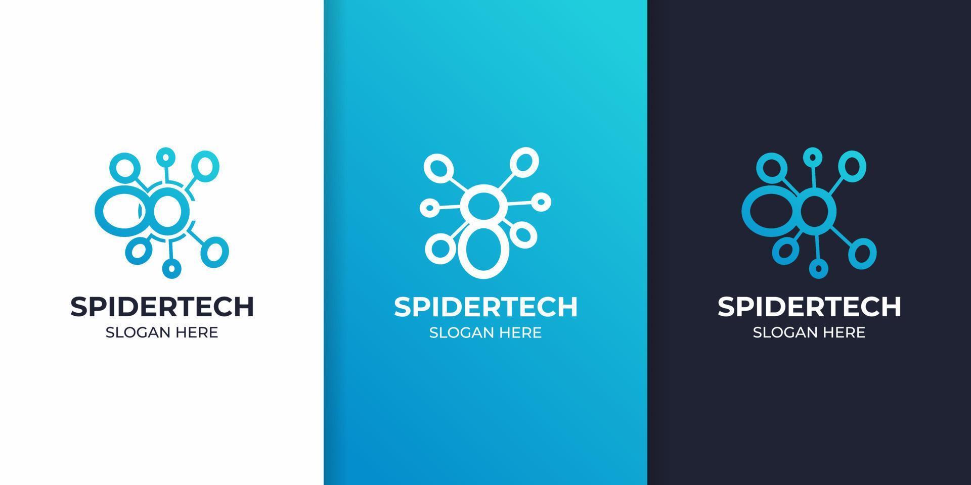 uppsättning av spider tech logotypdesign vektor