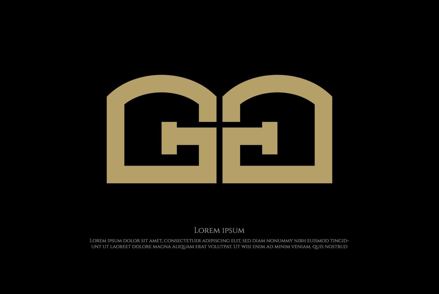 första bokstaven gg golden gate typografi logotyp design vektor