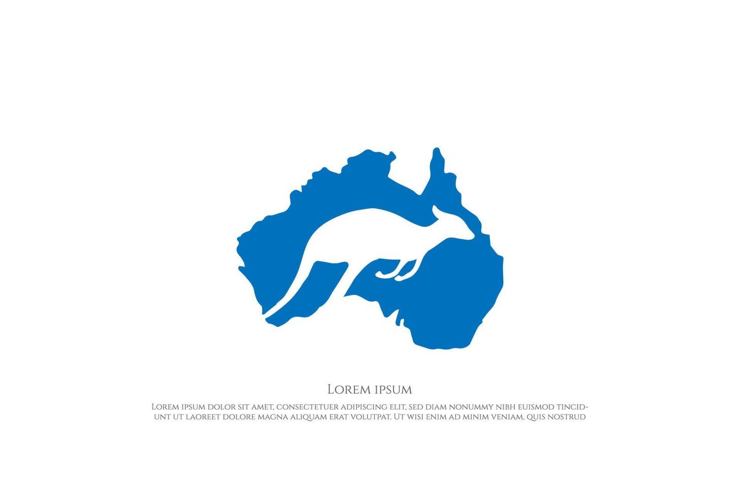 Australiens kontinentkarta med känguru för resor logotyp design vektor