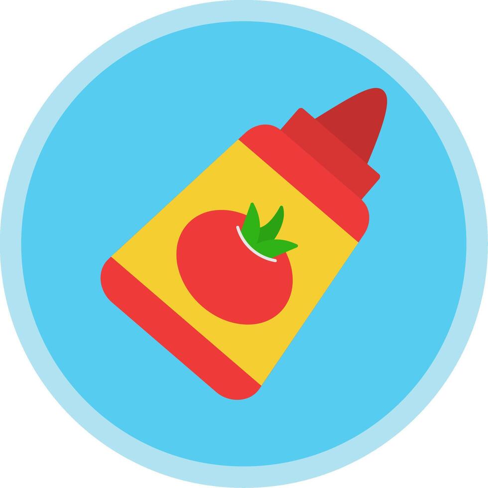 tomat ketchup platt mång cirkel ikon vektor