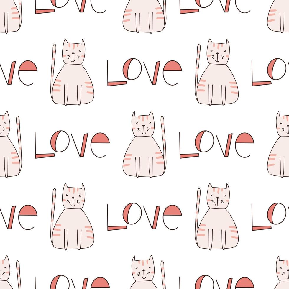 nahtlose Muster süße lustige Katzen. endloser Hintergrund zum Drucken. handgezeichnete kindische flache Vektorgrafik im Doodle-Stil. vektor