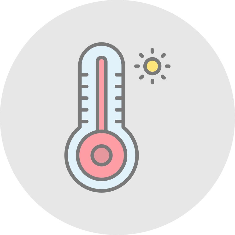 termometer linje fylld ljus ikon vektor