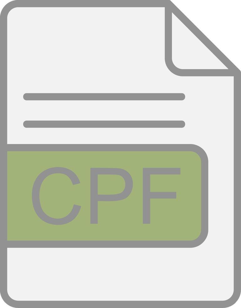 cpf fil formatera linje fylld ljus ikon vektor