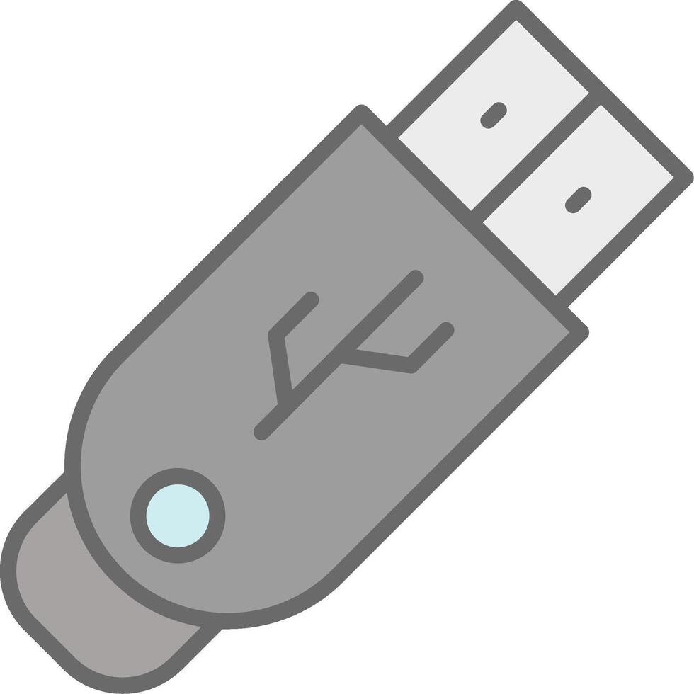 pendrive linje fylld ljus ikon vektor