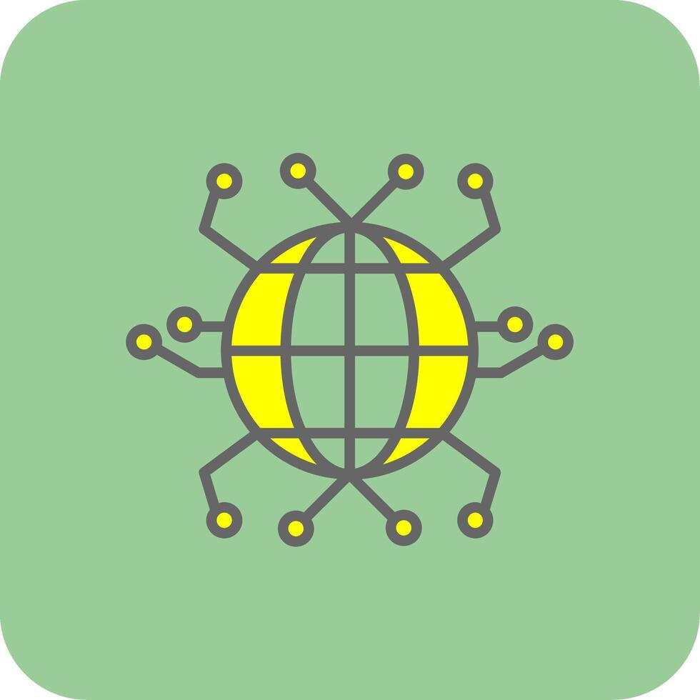 global Vernetzung gefüllt Gelb Symbol vektor