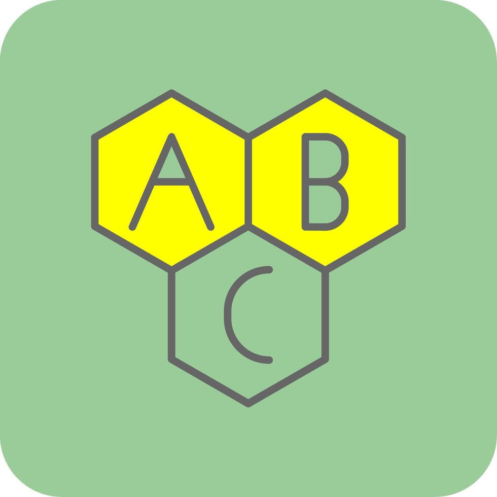 alfabet fylld gul ikon vektor