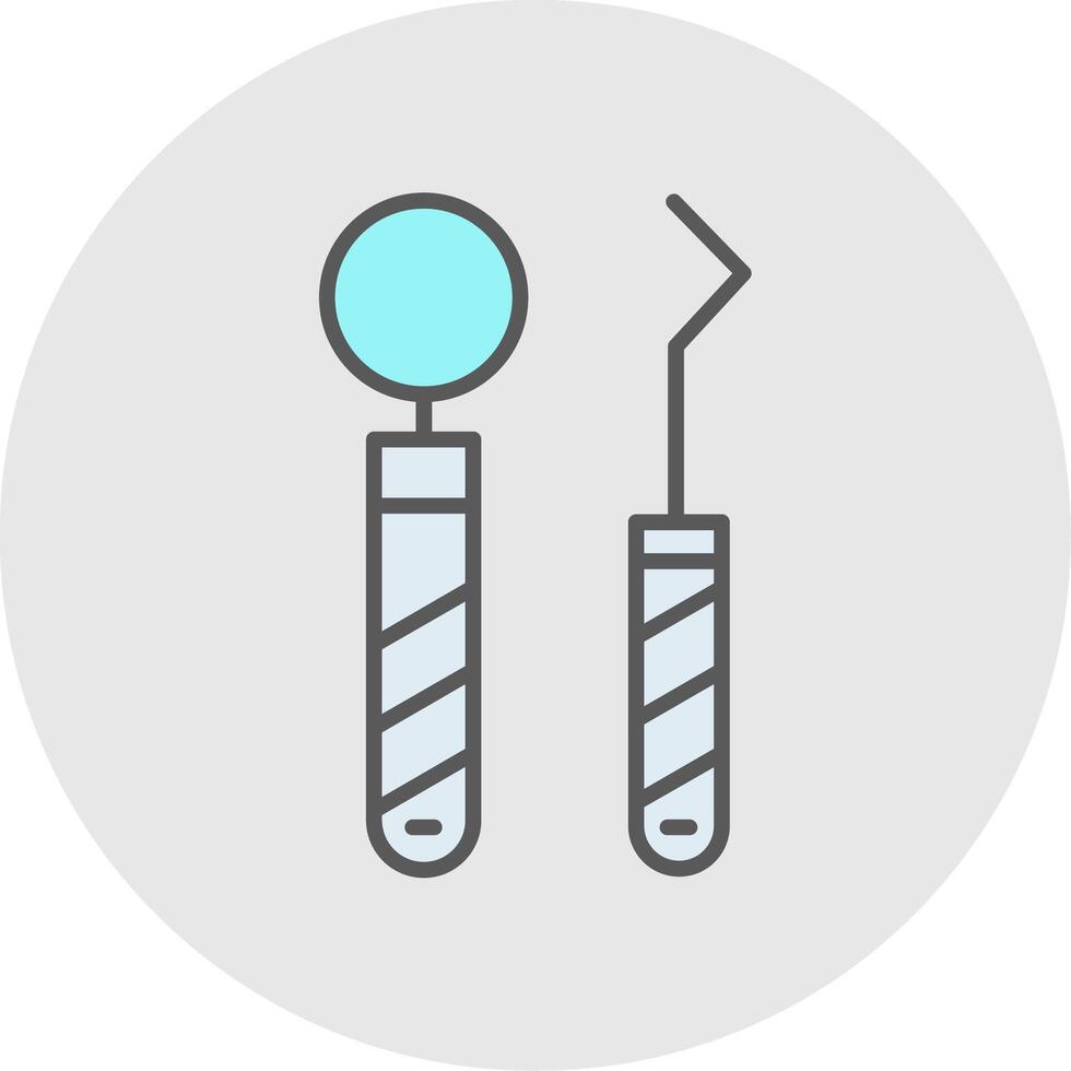 Zahnarzt Werkzeuge Linie gefüllt Licht Symbol vektor