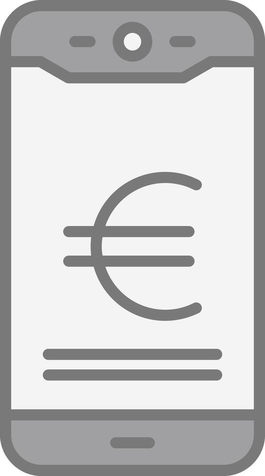 euro mobil betala linje fylld ljus ikon vektor