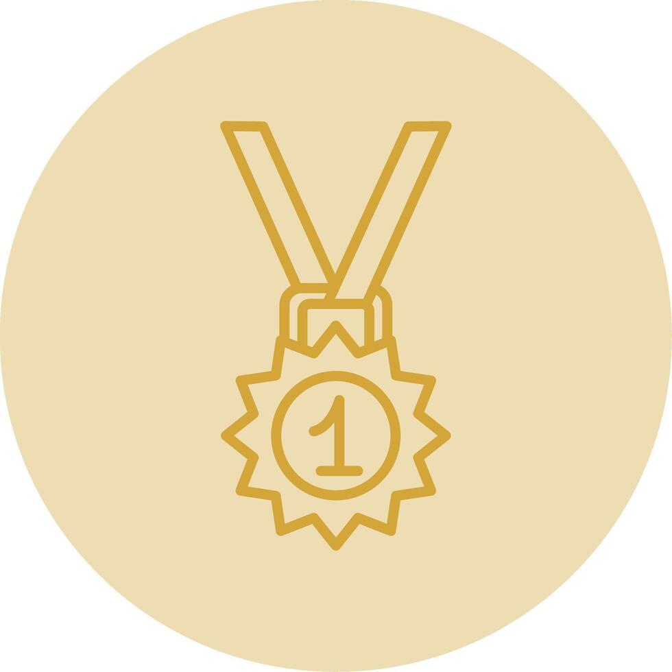 medalj linje gul cirkel ikon vektor