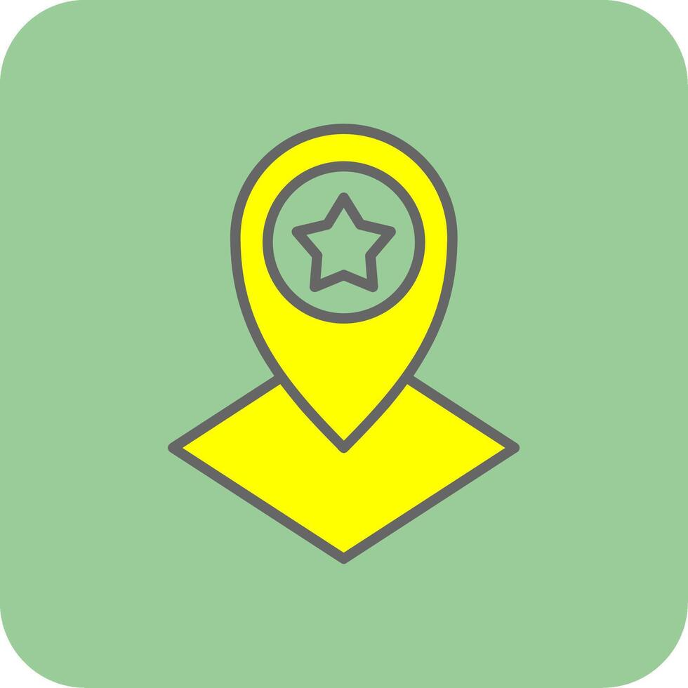 Karta plats fylld gul ikon vektor