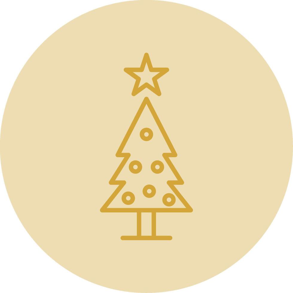 jul träd linje gul cirkel ikon vektor